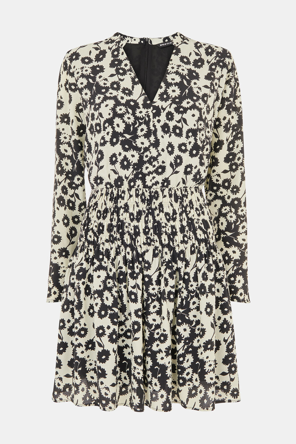 Black Riley Floral Shirred Dress